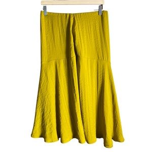 American Eagle Mustard Asymmetrical‎ MIDI Flare Skirt M